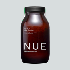 NUE dietary supplement jar on a white background